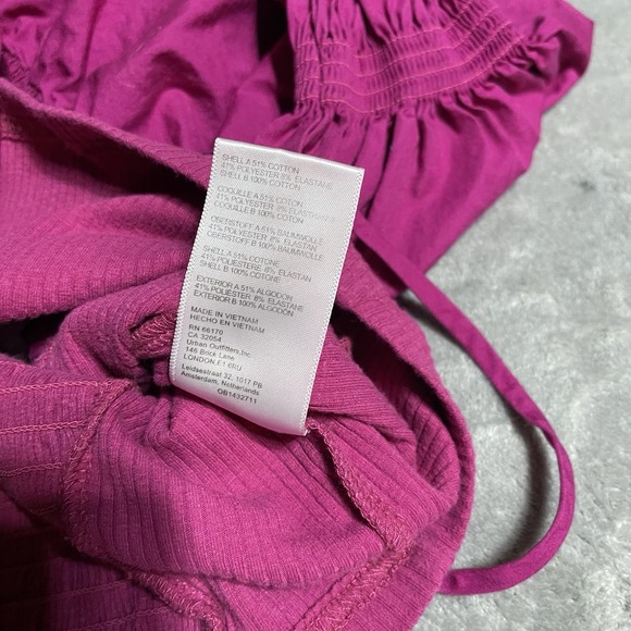 Urban Outfitters Top Womens Medium‎ Puff Sleeve Smockedv Neck Cropped Coquette - Picture 5 of 6